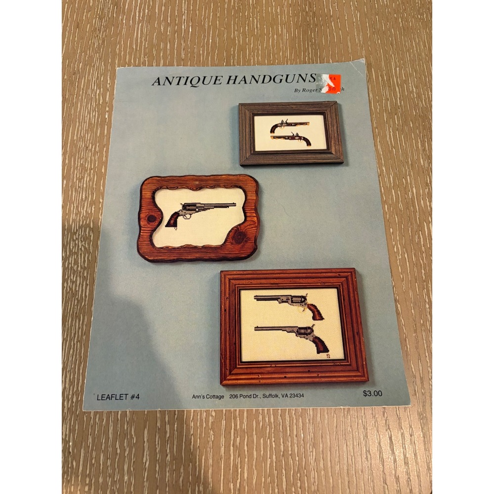 Vtg Antique Handguns Cross Stitch Pattern Leaflet #4 Roger Shoults Ann's Cottage